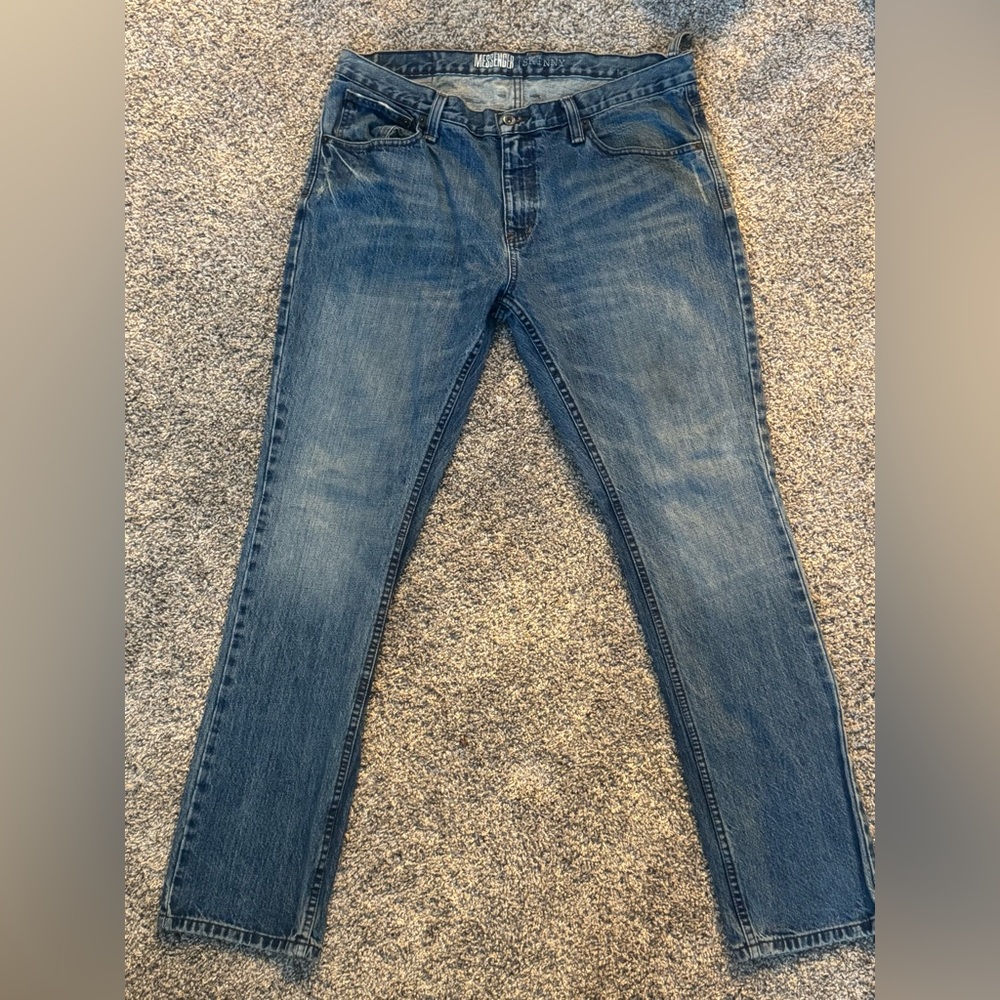 Dark blue heavy denim skinny jeans